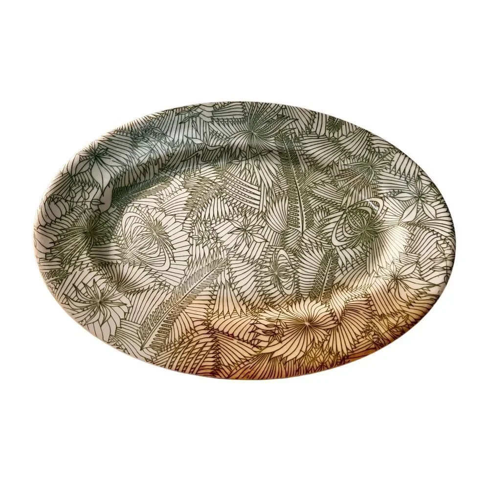 SET OF 2 VINTAGE MCM PETER TERRIS SHENANGO CHINA SWEET GRASS SERVING PLATTER